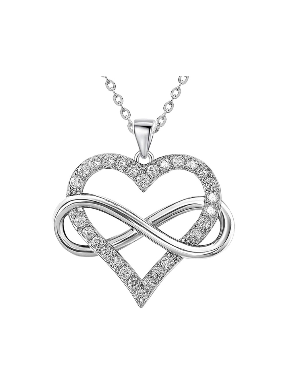 Sterling Silver Heart Infinity Pendant Necklace - Silver